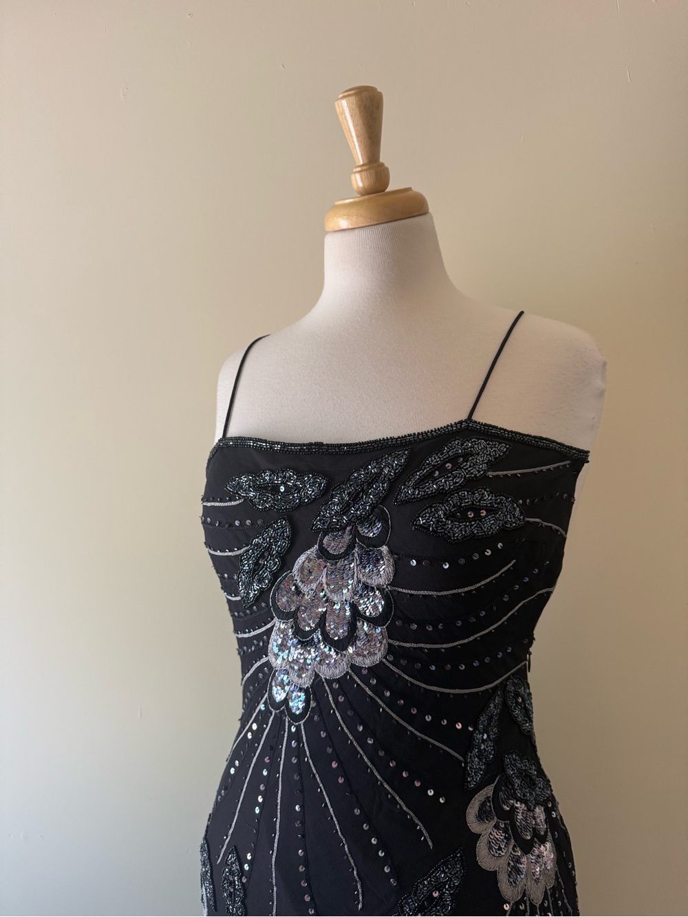 Made in India 100% Silk Hand Beaded Black Asymmetrical Cocktail Dress | NWOT - Picture 2 of 8
